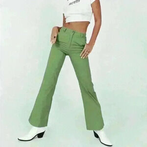 Princess Polly Carson Green High Rise Flare Pants Size 8